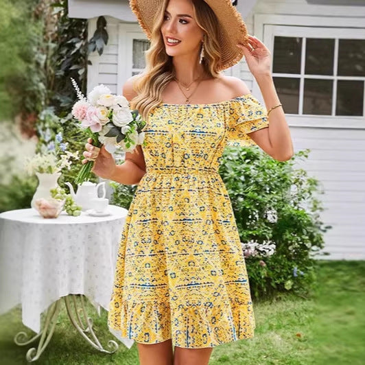 Damen lässiges Sommerkleid mit Rüschendetails R&B