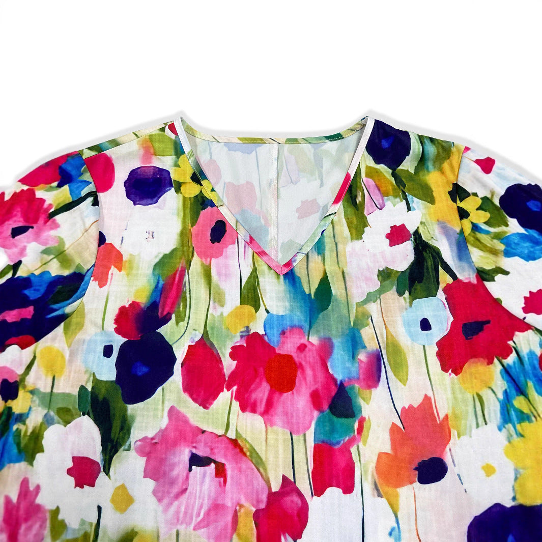 Damen Kurzes Kleid mit voluminösen Ärmeln und floralem Muster R&B