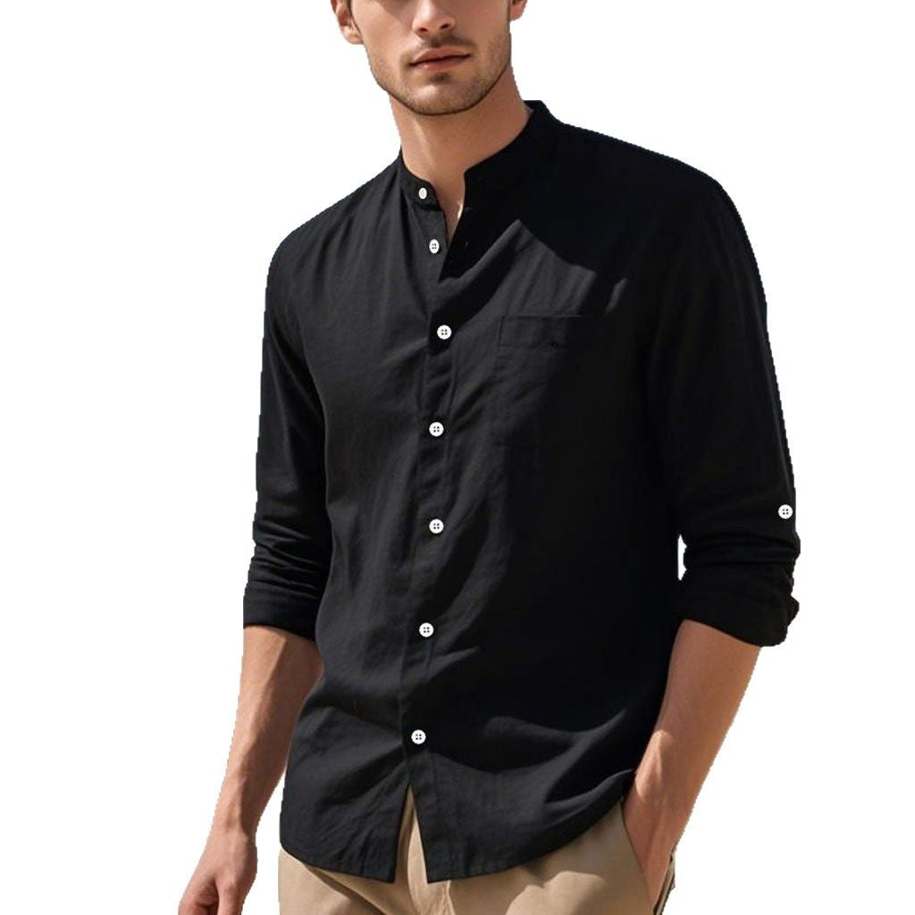 Herren Hemd im eleganten Henley-Stil mit strukturierter Baumwolle R&B