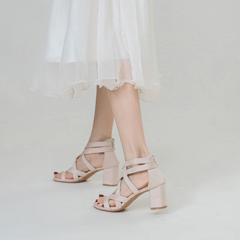 Damen Sandalen mit stylischem Kreuzriemen und komfortablem Blockabsatz R&B