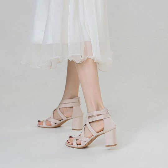 Damen Sandalen mit stylischem Kreuzriemen und komfortablem Blockabsatz R&B