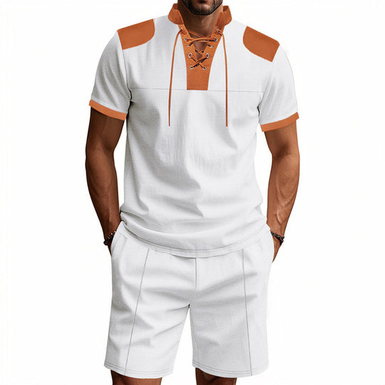 Herren lässiges Sport-Set mit dezenten Kontrastdetails und funktionalem Kragen R&B