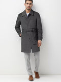 Herren klassischer Trenchcoat mit stilvollem Gürtel und doppelter Knopfreihe R&B