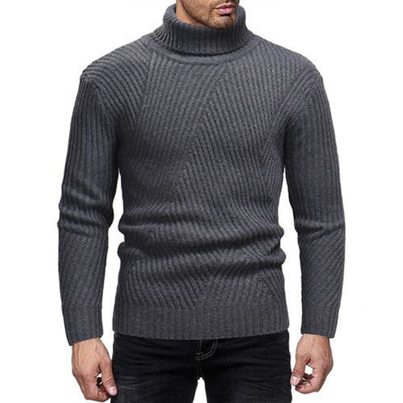 Herren Rollkragenpullover mit strukturiertem Rippdesign R&B