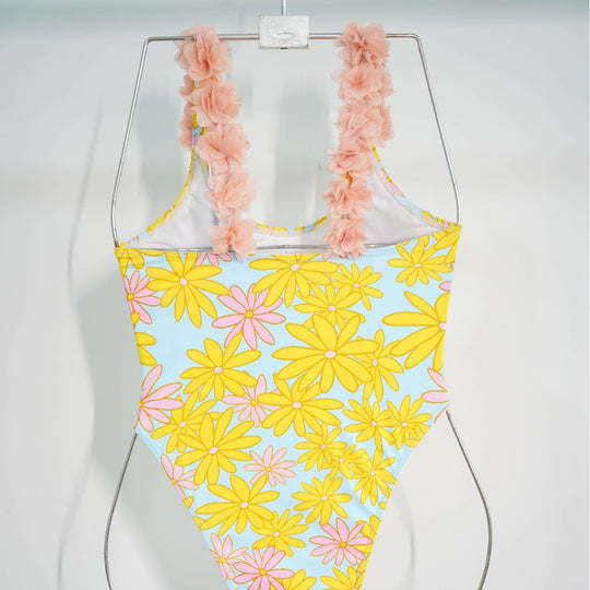 Damen Einteiler Badeanzug mit floralen Rüschendetails R&B