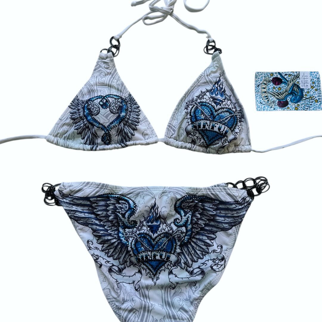 Damen Triangel-Bikini mit aufwändigem Grafikdesign und modischen Details R&B