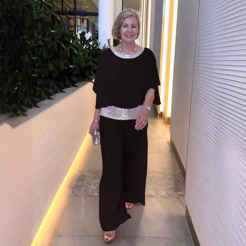 Damen eleganter Jumpsuit mit fließendem Stoff und schickem Taillengürtel