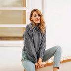 Damen modischer Pullover mit Perlendetails und ballonförmigen Ärmeln R&B