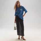 Damen Spitzenrock im langen, eleganten Design mit hohem Schlitz R&B