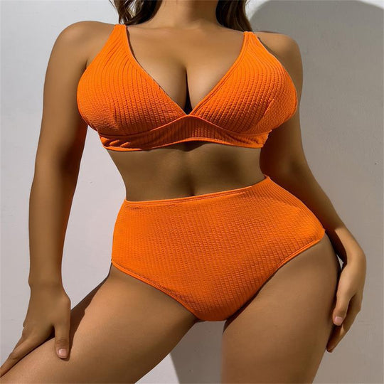 Damen Hochgeschnittener Bikini mit strukturiertem Oberteil R&B