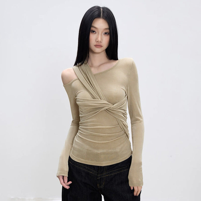 Damen Raffiniertes Longsleeve Shirt mit asymmetrischem Design R&B