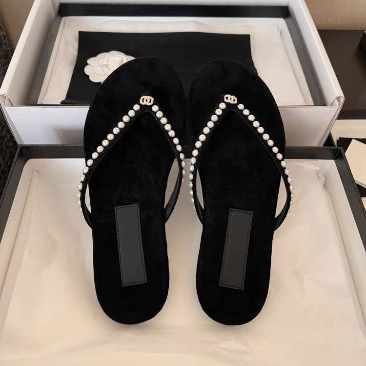 Damen Elegante und luxuriöse Perlensandalen R&B