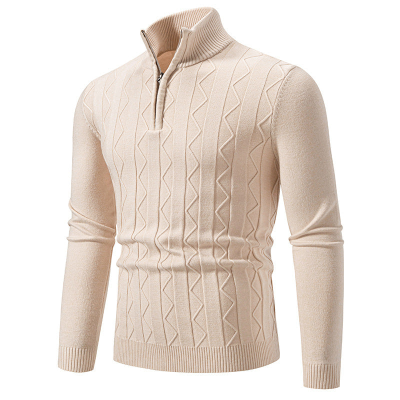 Herren eleganter Rollkragenpullover mit Zopfmuster und hohem Kragen R&B
