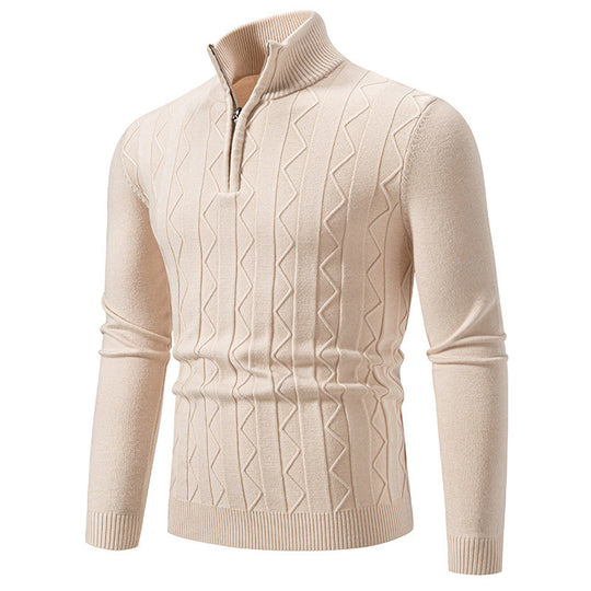 Herren eleganter Rollkragenpullover mit Zopfmuster und hohem Kragen R&B