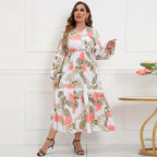 Damen Maxikleid mit botanical Druck und lässigem Schnitt R&B