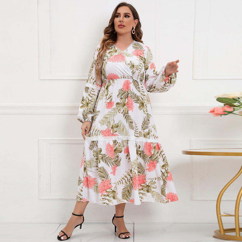 Damen Maxikleid mit botanical Druck und lässigem Schnitt R&B
