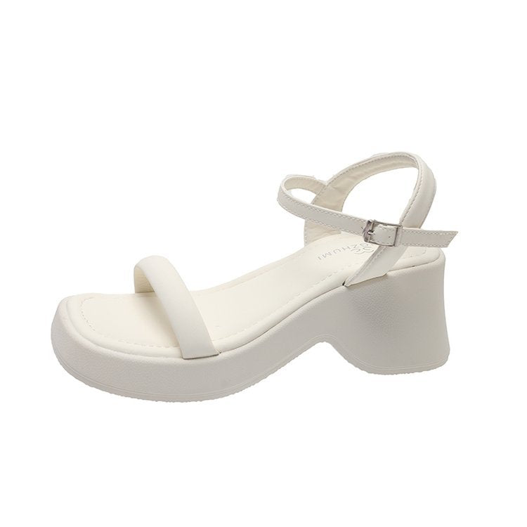 Damen modische Plateau-Sandalen mit verstellbarem Riemen und rutschfester Sohle R&B