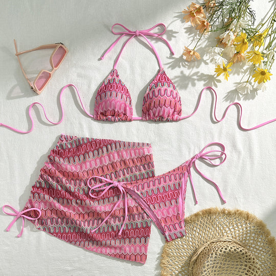 Damen Triangel-Bikini-Set mit verspieltem Wickelrock R&B