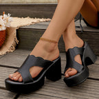 Damen Plateau-Pantoletten mit elegantem Riemendesign und rutschfester Sohle