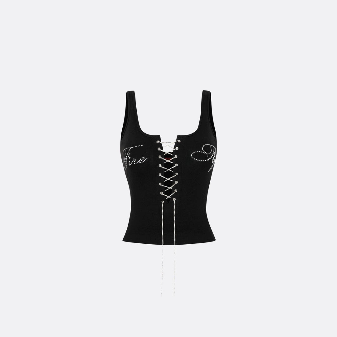 Damen Elegantes Knotentop mit perlenverzierten Details R&B
