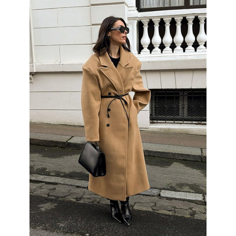 Damen eleganter Wollmantel im modernen Retro-Design R&B