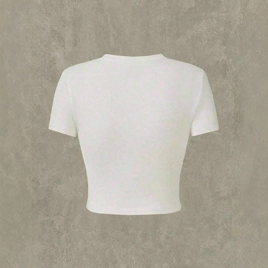 Damen Crop-T-Shirt mit verspieltem Katzenmotiv und Cowboy-Design R&B