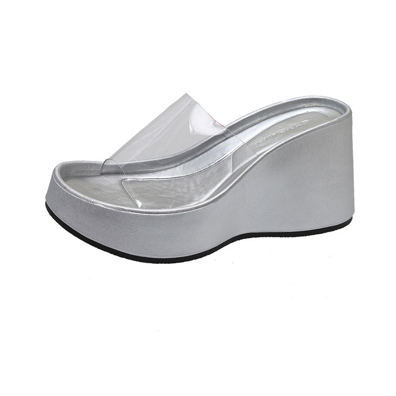 Damen Plateau-Sandalen mit durchsichtigem Riemen und modischem Wedge-Design R&B