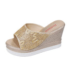 Damen Wedge-Pantoletten mit glitzerndem Obermaterial und komfortablem Fußbett R&B