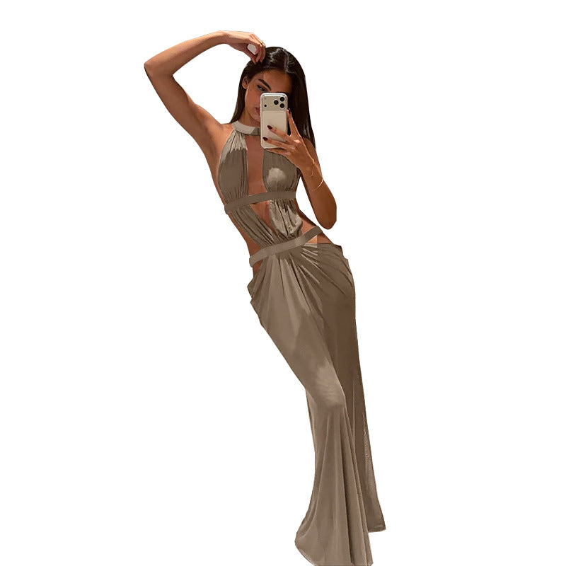 Damen Maxi-Kleid mit raffiniertem Cut-Out-Design und asymmetrischem Saum R&B