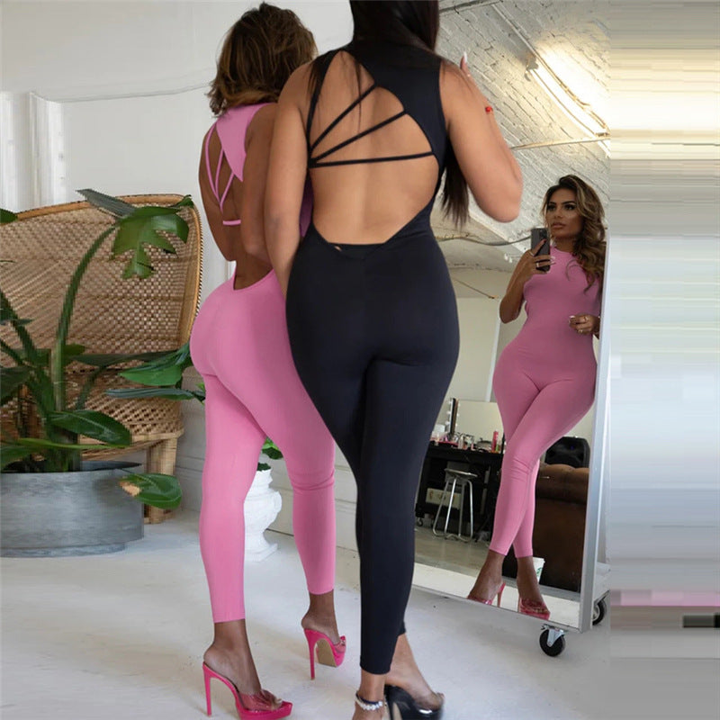 Damen Sportlicher Langoverall mit innovativem Cut-Out R&B