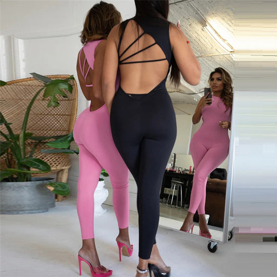 Damen Sportlicher Langoverall mit innovativem Cut-Out R&B
