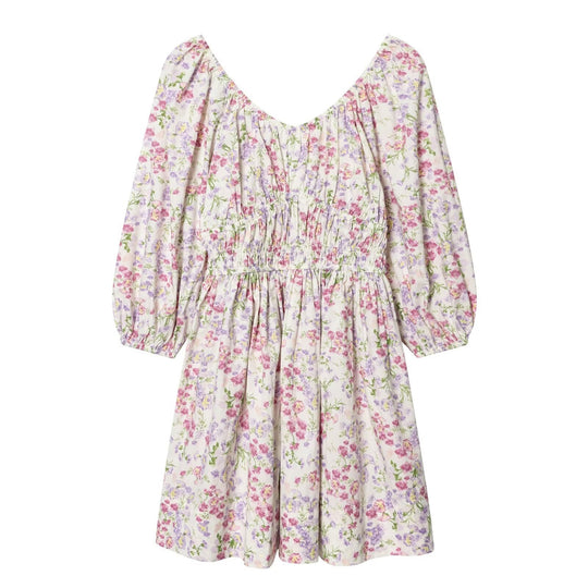 Damen Sommerkleid mit voluminösen Puffärmeln und elastischer Taillierung R&B