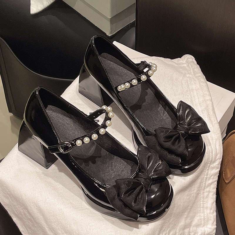 Damen elegante Mary Jane Schuhe mit Perlen-Detail R&B
