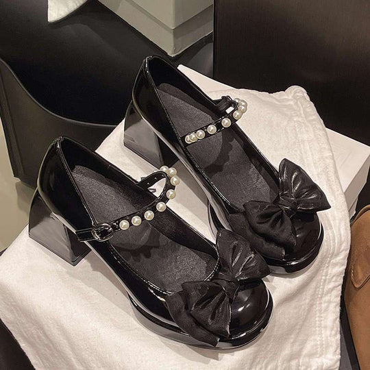 Damen elegante Mary Jane Schuhe mit Perlen-Detail R&B