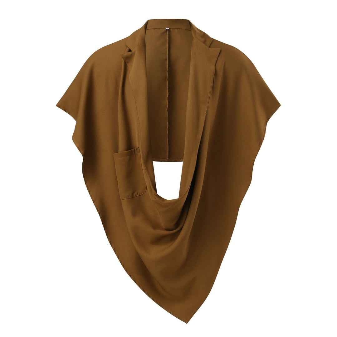 Damen nan Cape-Blazer mit Schalkragen offener Front aufgesetzter Tasche und spitz zulaufendem Zipfelsaum R&B