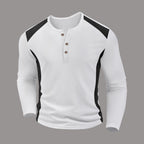 Herren Langarm-Henley-Shirt aus atmungsaktivem Material mit Kontrastdetails R&B