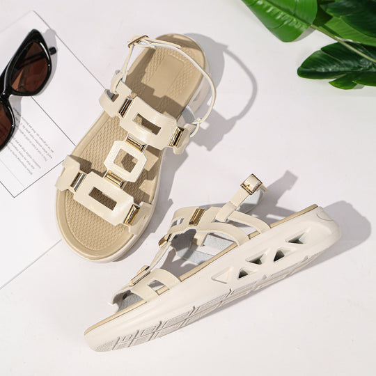 Damen Komfort-Sandalen mit modischen Schnallenakzenten und ergonomischer Sohle R&B