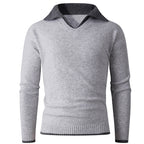 Herren eleganter V-Ausschnitt Pullover mit kontrastierendem Kragen R&B