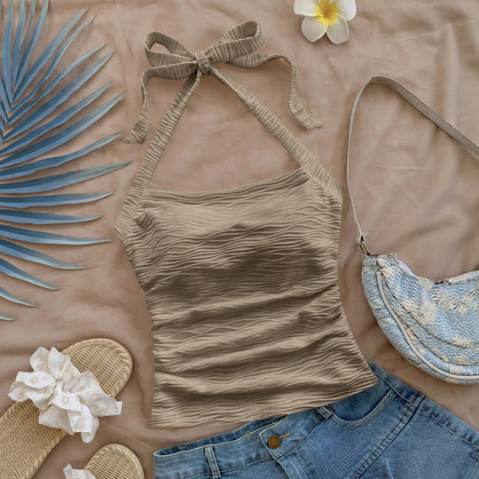 Damen Oberteil mit durchgehendem Rippmuster R&B