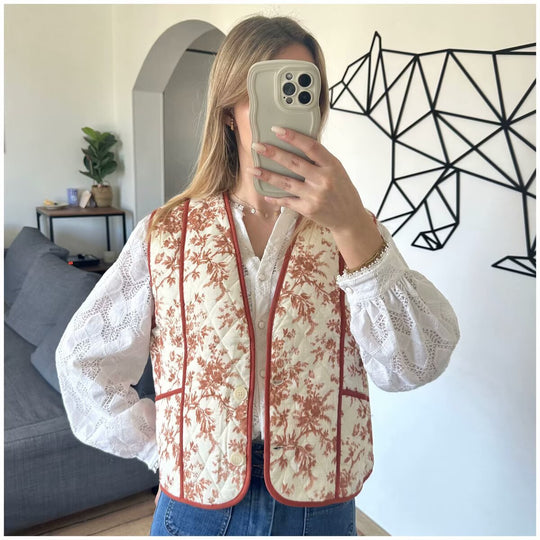 Damen Weste mit floralem Design und praktischen Taschen R&B