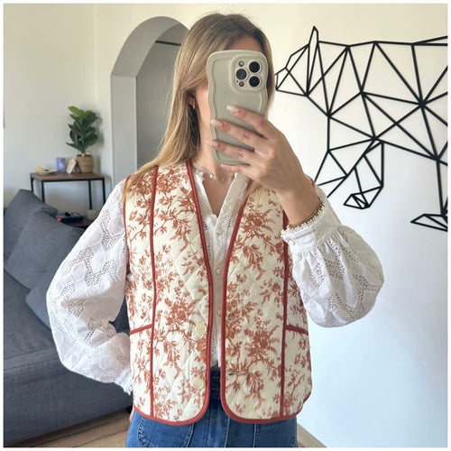 Damen Weste mit floralem Design und praktischen Taschen R&B