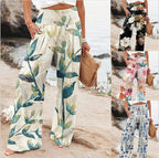Damen Weit geschnittene Strandhose mit floralem Motiven und elastischem Bund R&B