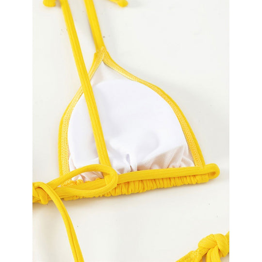Damen Triangel-Bikini-Set mit Schnürausschnitt und hohem Beinausschnitt R&B