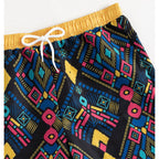 Damen Badeshorts mit elastischem Bund und farbigen geometrischen Mustern R&B