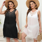 Damen luftiges Strandkleid mit Häkelspitze R&B