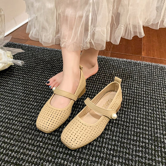 Damen elegante Ballerinas mit strapazierfähigem Netzdesign und modischer Schnalle R&B