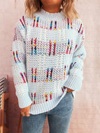 Damen lässiger Strickpullover mit vielseitigem Farbenspiel und hohem Kragen R&B