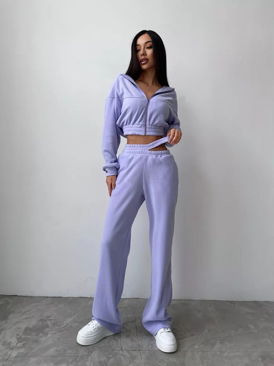 Damen elegantes und sportliches Fleece-Hoodie-Set R&B