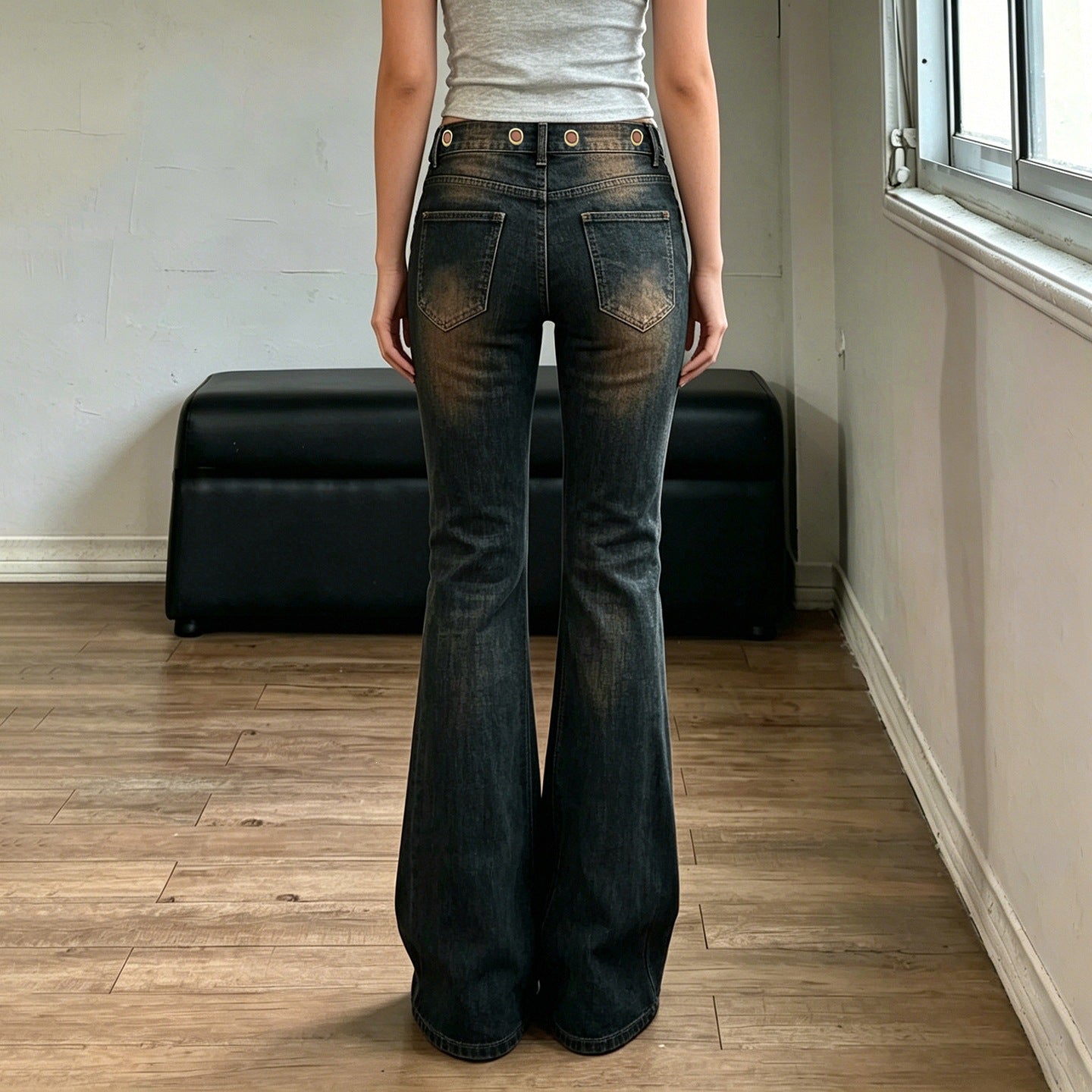 Damen Jeans mit weitem Schnitt und eleganten Gürtelschlaufen R&B