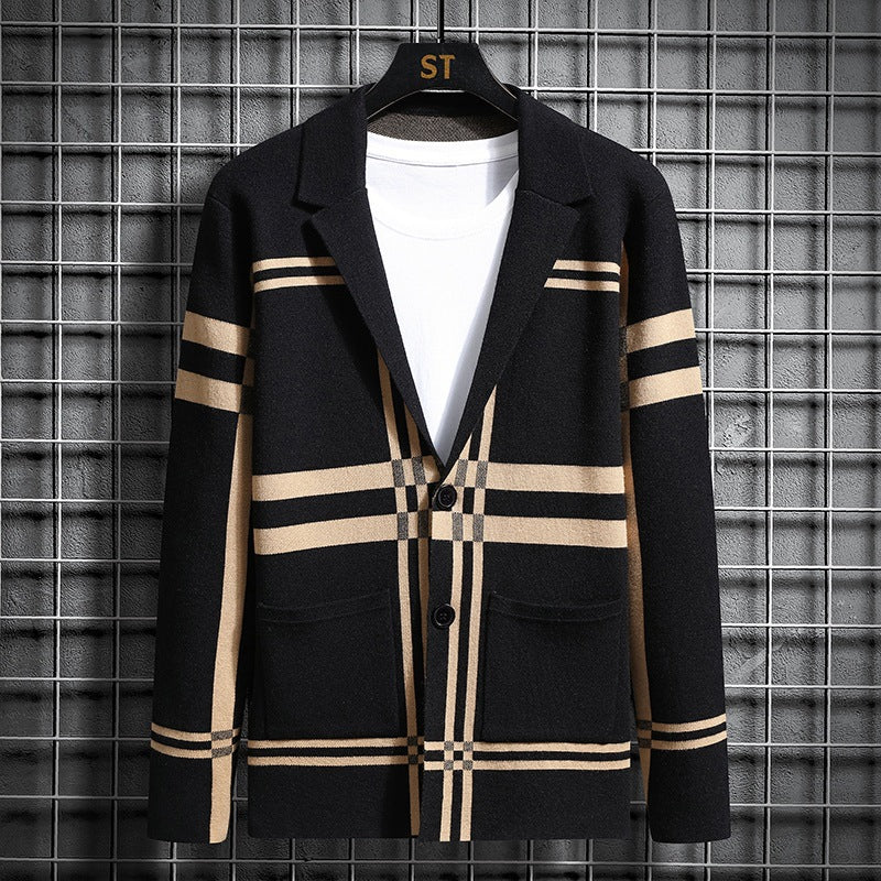 Herren modische Strickjacke mit einzigartigem Karomuster R&B